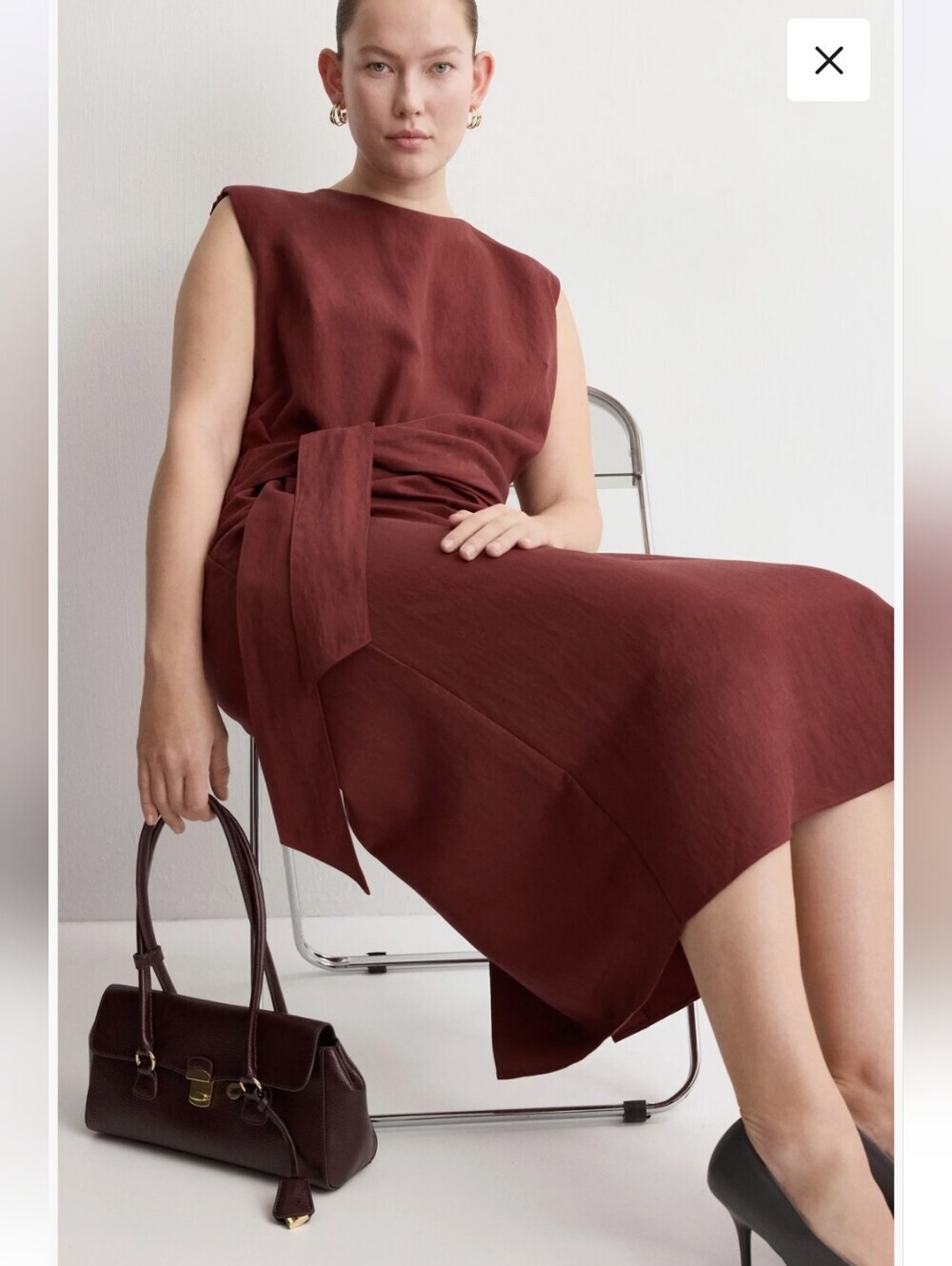 Mango. NWTs Sleeveless Sash Midi Dress